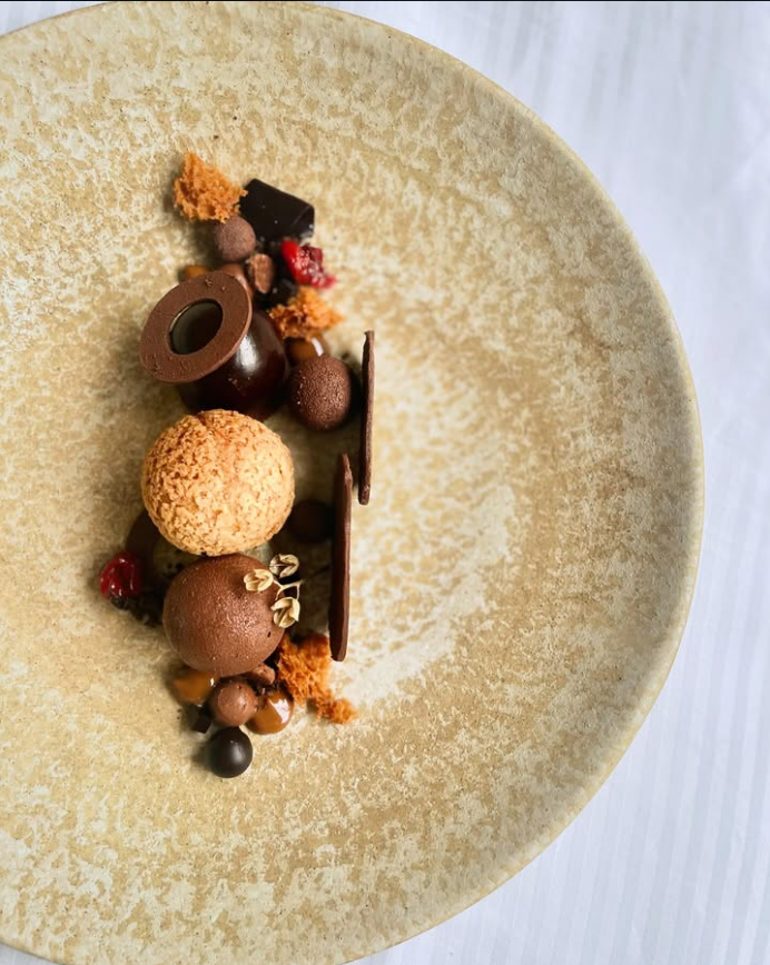 Chocolate textures dessert