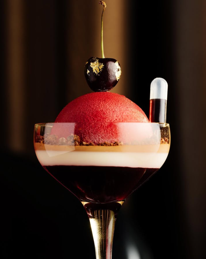 Cherry Verrine pastry creation