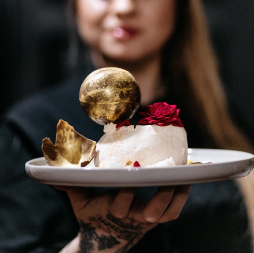 Gold Sphere pastry creation